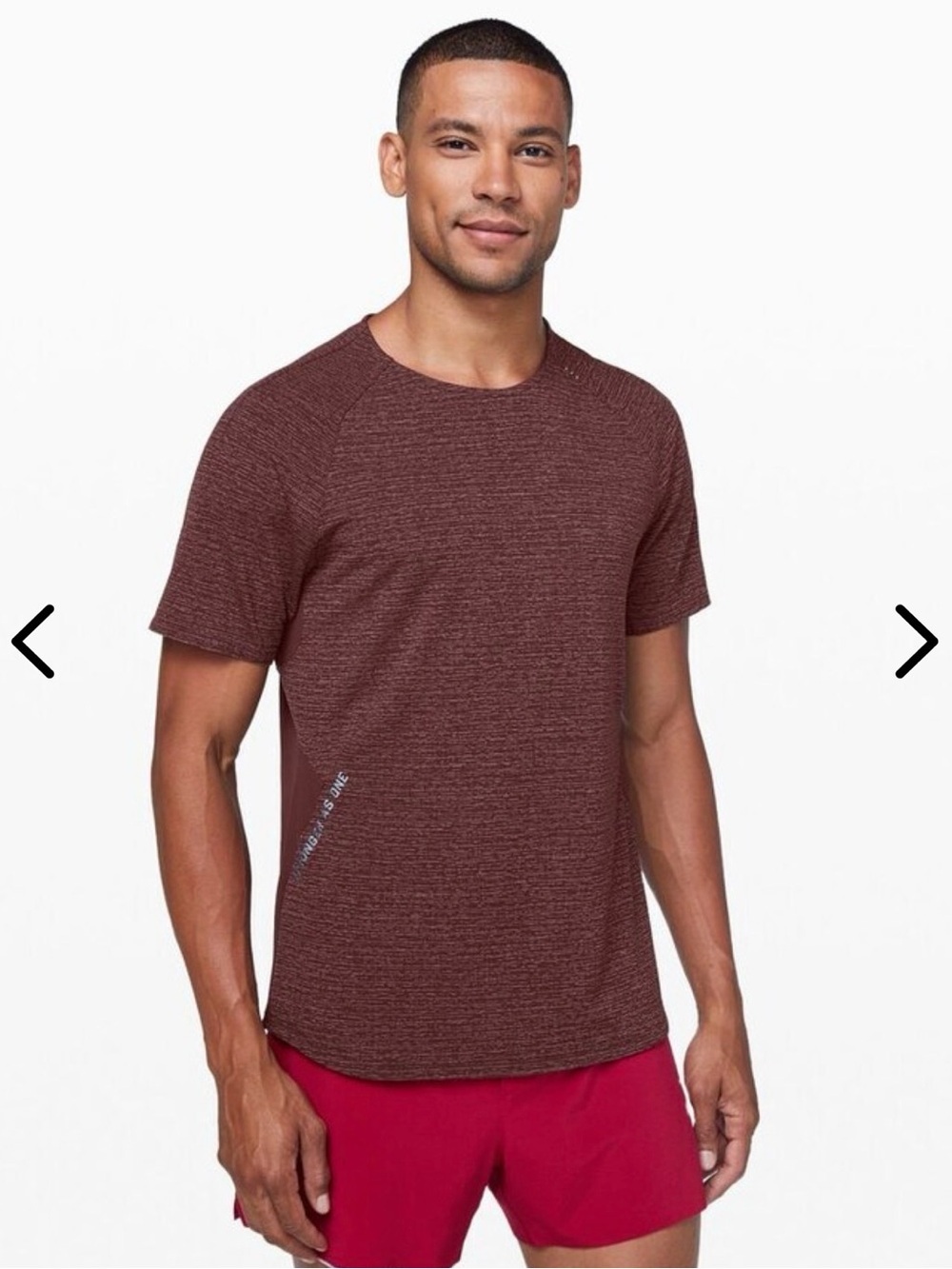 Lululemon Stronger As One Tshirt Mens Small Short Sleeve Crew Neck Brown Maroon